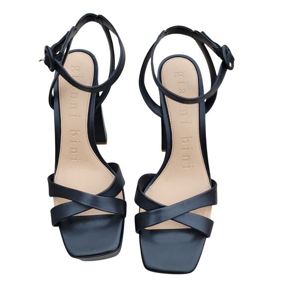 Gianni Bini Alize Leather Ankle Strap Platform Sandals Black Size 11 M - Picture 3 of 4